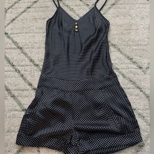 NWOT - Johnson Clothing Agnes Silk polka dot playsuit in Navy size 2